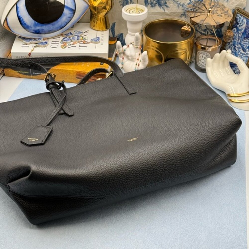 🆕 OROTON 🧿 NWOT Margot Medium Zip Tote Bag, Black Leather - Picture 5 of 16